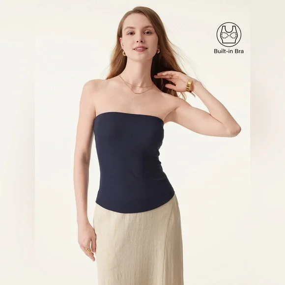 NWT OGL Eco-SkinKiss® Non-slip Essential Tube Brami Top - Midnight Navy Size S - Picture 10 of 16